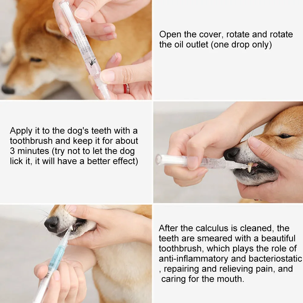 2PCS Dog Cat Pet Teeth Cleaning Pen Kit Brightening Grooming Toothbrush Dental Calculus Safe Tartar Remove Tool Mouth Fresh