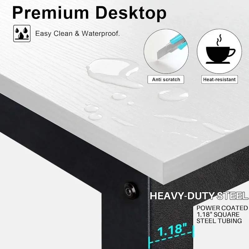 55 "computer Desk with Shelves, 4 Level Game Table with Large Wooden Tabletop, Metal Legs, Ideal Storage for Study Work 6