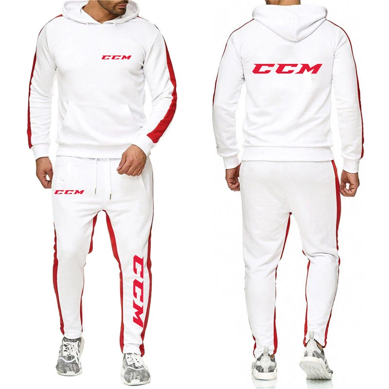 CCM two-piece casual sportswear hooded long sleeve hooded sweatpants solid color suit