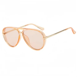 Chic Unisex Double - Bridge Aviator Sunglasses with UV Protection, European and American Street Style (Tea)