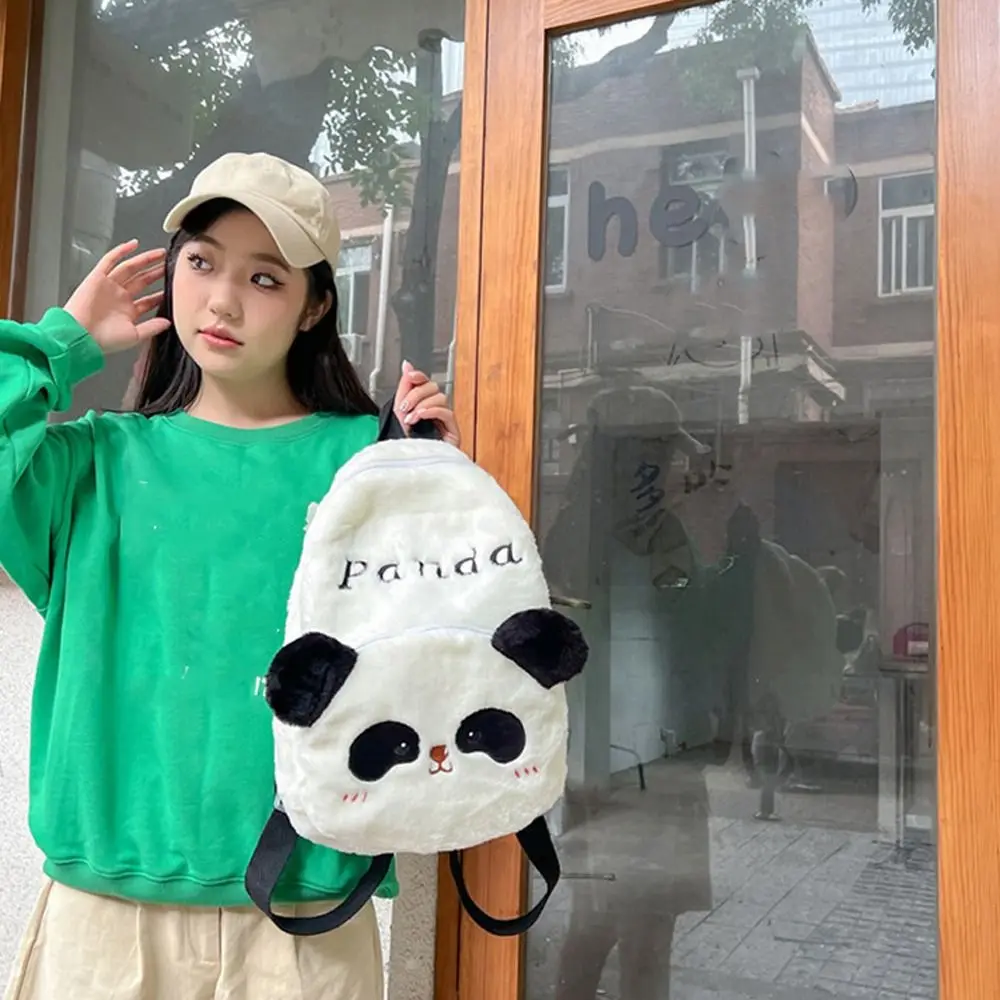 Cartoon Plush Panda Backpack Animal Crossbody Bag Large Capacity Shoulder Bag Portable Message Bag Stuffed Bags