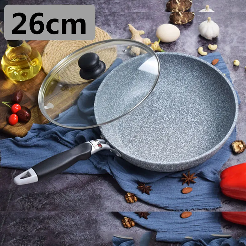Nonstick Frying Pan, No-Coating Stainless Steel Cooking Pots for Kitchen,  28CM 30CM Wok Pans with Lid, Skillet Saucepan Cookware