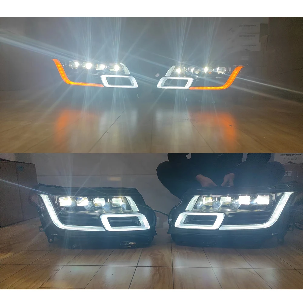 車のフロントヘッドライトランドローバーレンジローバーヴォーグ