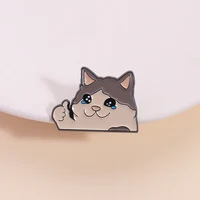 Thumb Up Crying Cat Enamel Pin Kawaii Humorous Animal Brooch Lapel Backpack Badge Funny Jewelry Gifts For Cat Lovers Friends 3