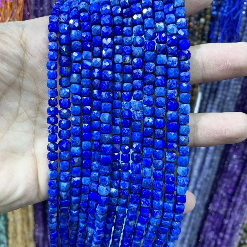 

Бусины из натурального камня морганита LapisLazuli Apatite 4x4 мм, граненые кубики 15 дюймов, незакрепленные бусины для изготовления ювелирных изделий, ожерелий