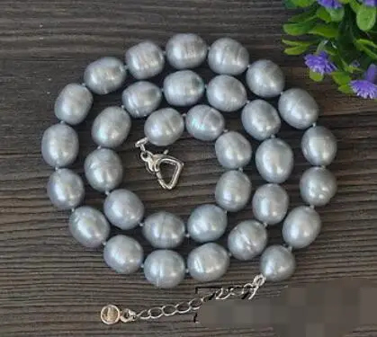 

N15053 10-11mm Grey Rice FW Pearls necklace