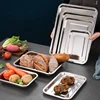 Rectangular Food Shallow Trays Stainless Steel Barbecue Fruit Storage Plate Steamed Dish Pastry Baking Pan Kitchen Utensils 2