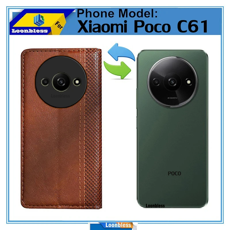POCO C61 スマートフォン 本体とケース付き Case celular For Xiaomi Poco C61 Wallet Phone Global Cover Book