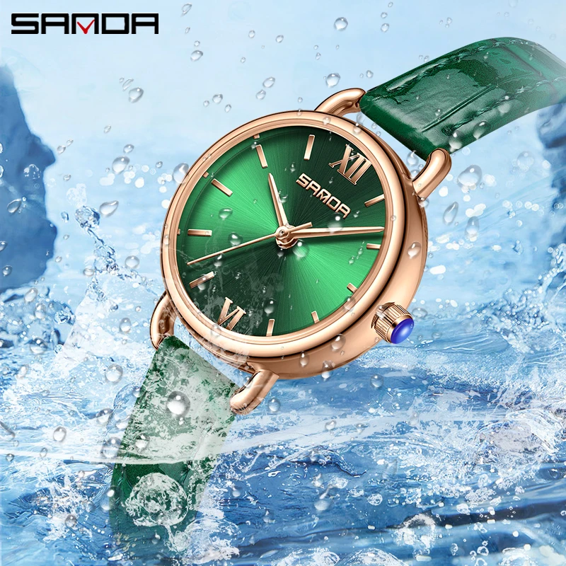 2023 Sanda 1118 New Watch Quartz Watch Fashion lovely Simplicity Waterproof Quartz Women's Belt Green Watch