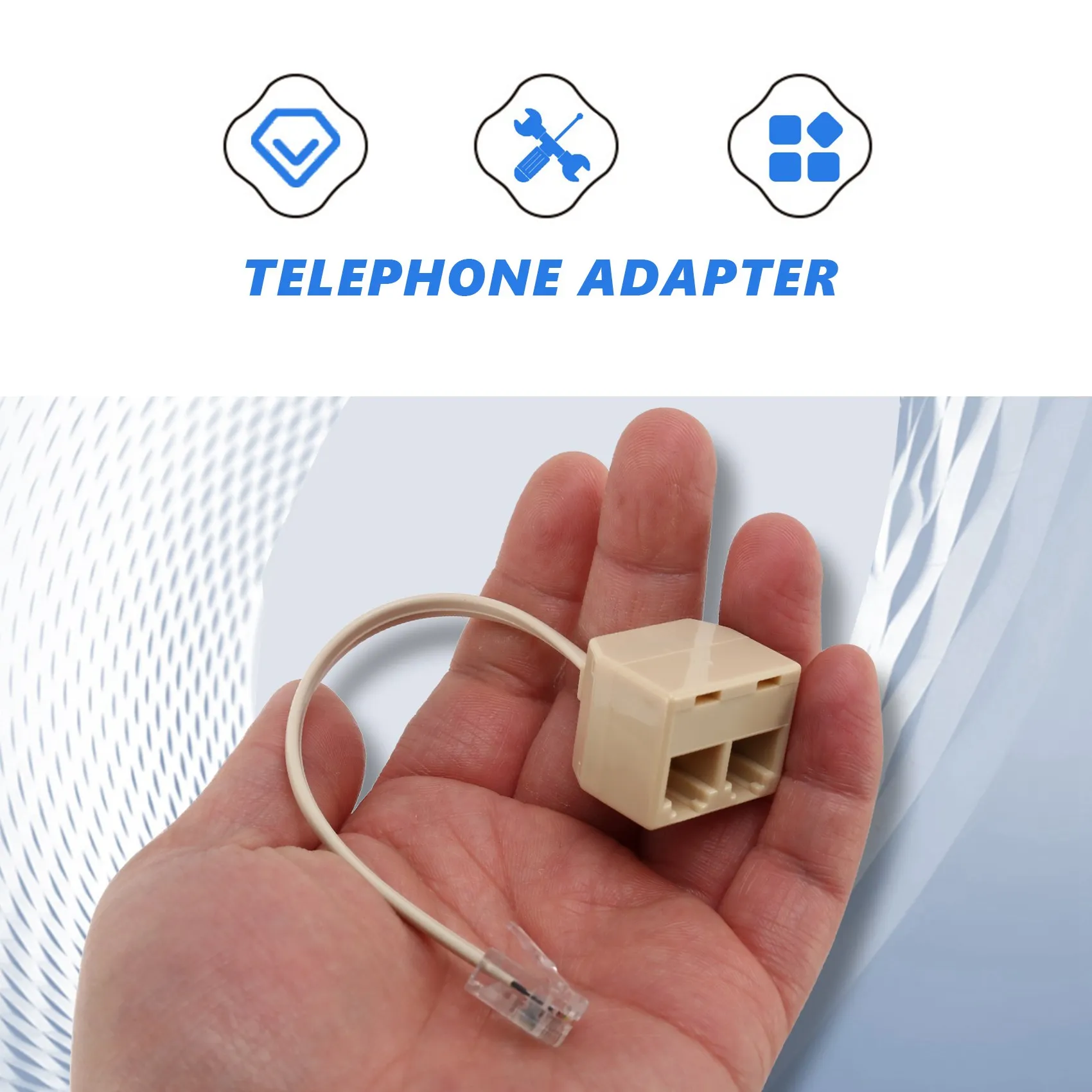 

Telephone RJ11 Male Line to Double RJ11 Female Jack Filter Splitter Adapter