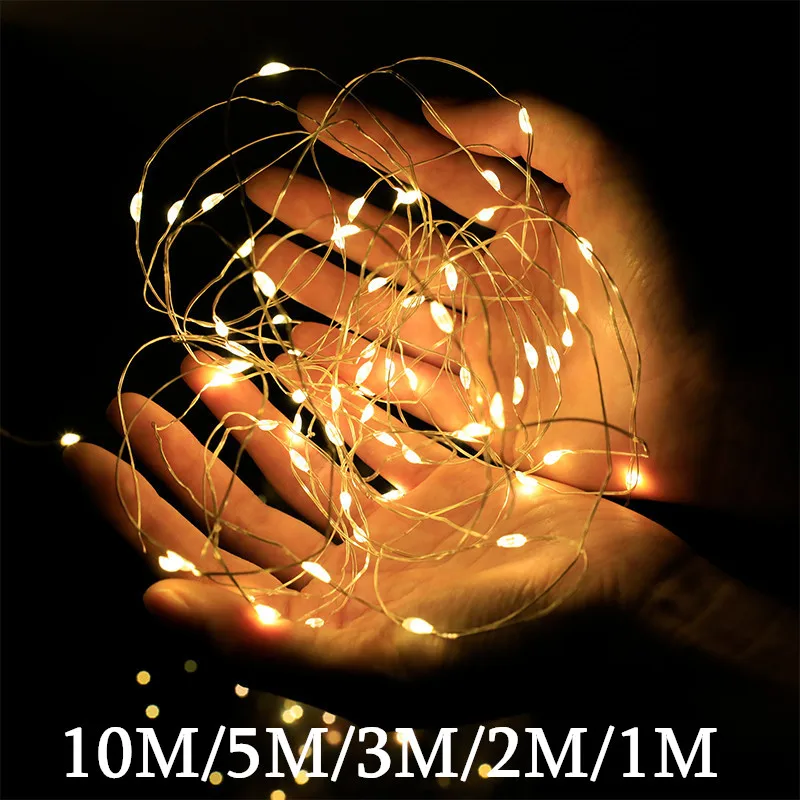 

Home Decor Fairy for Garland Christmas Wedding Decoration String Light 10M USB/Battery Garden Lamp LED Holiday Copper Wire Lamp