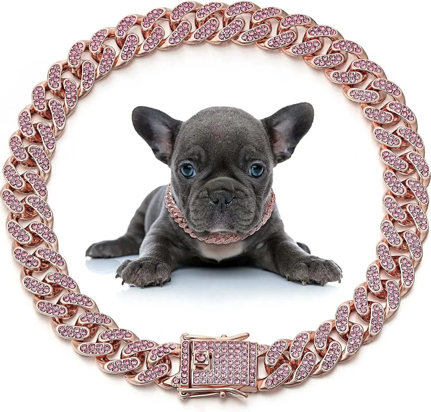 dog chain collar, crystal pet collar, cuban link necklace, cat chain jewelry, pet necklace accessory, dog jewelry, cat jewelry, bling pet collar, small dog accessory, pet supplies, 1