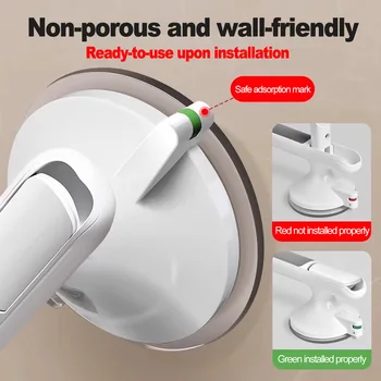 ราวจับในห้องอาบน้ำแบบไม่ต้องเจาะ ติดตั้งง่าย พร้อมจุกดูดสุญญากาศกันลื่น สำหรับผู้สูงอายุและเด็ก 2