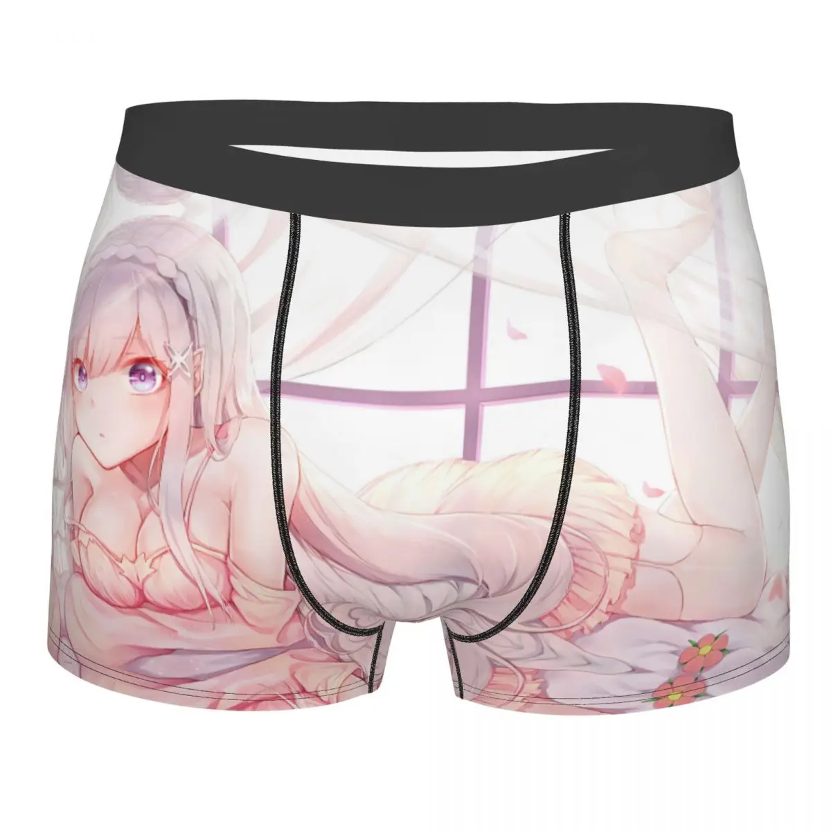 

Трусы-боксеры Beautiful Girl Emilia Re Zero Anime Natsuki Subaru, дышащие трусы, мужское нижнее белье, вентилируемые шорты, трусы