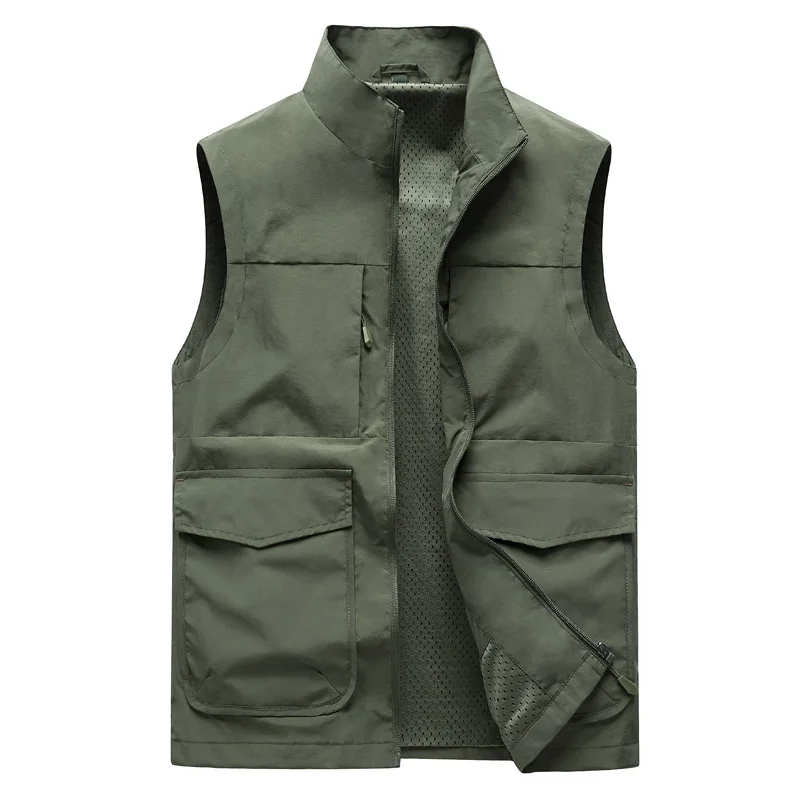Hiking Vest Fishing Clothing Motorcyclist Sleeveless Jacket Windbreaker Men's Running Jackets Multi-pocket Waterproof Work Vests