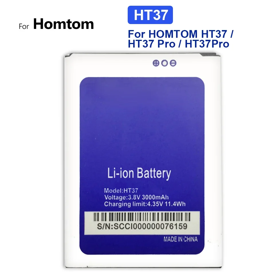 

Запасная батарея для HOMTOM HT37, HT37 Pro, 3000 мАч, номер отслеживания