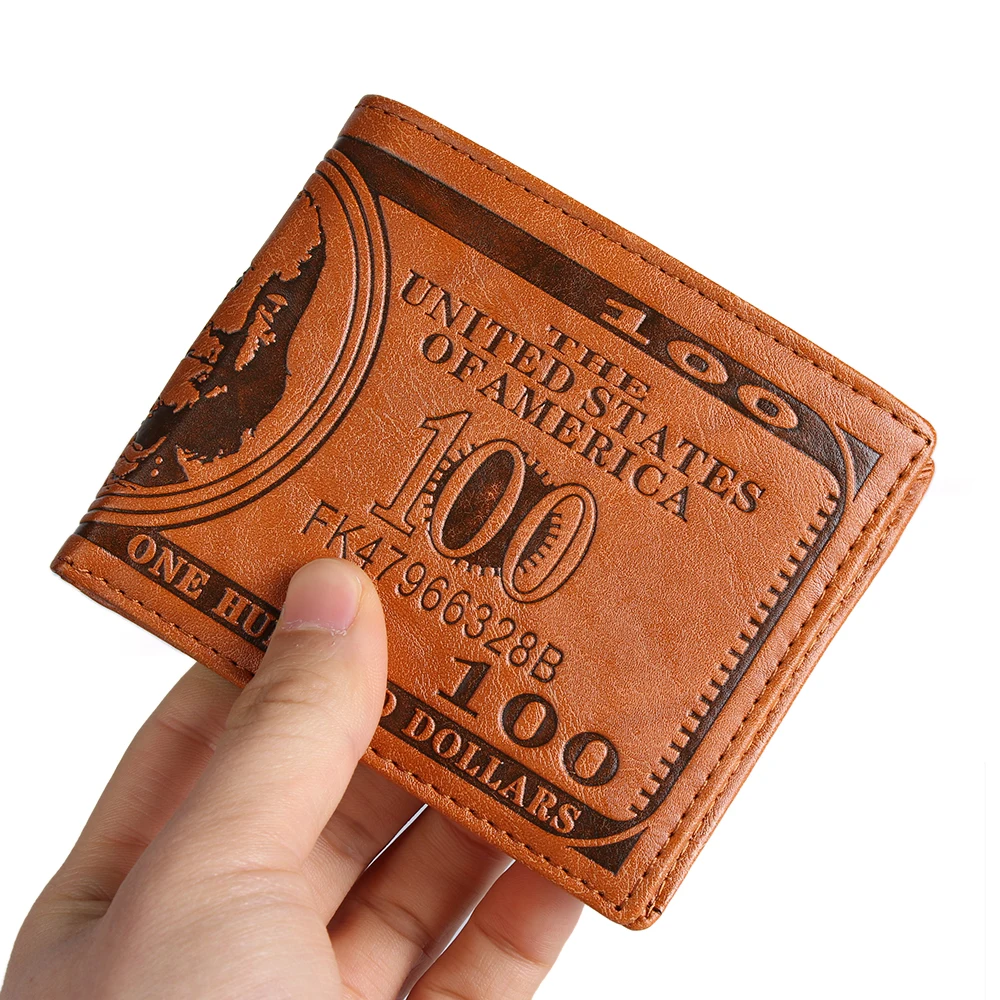 Leather Wallet Fashion Dollar Bill Pattern Bifold Purse
