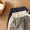 Baby Children's Casual Pants 1-5Y Spring 2025 New Boys' Solid Color Trousers Girls Cartoon Embroidery Outdoor Pants 4