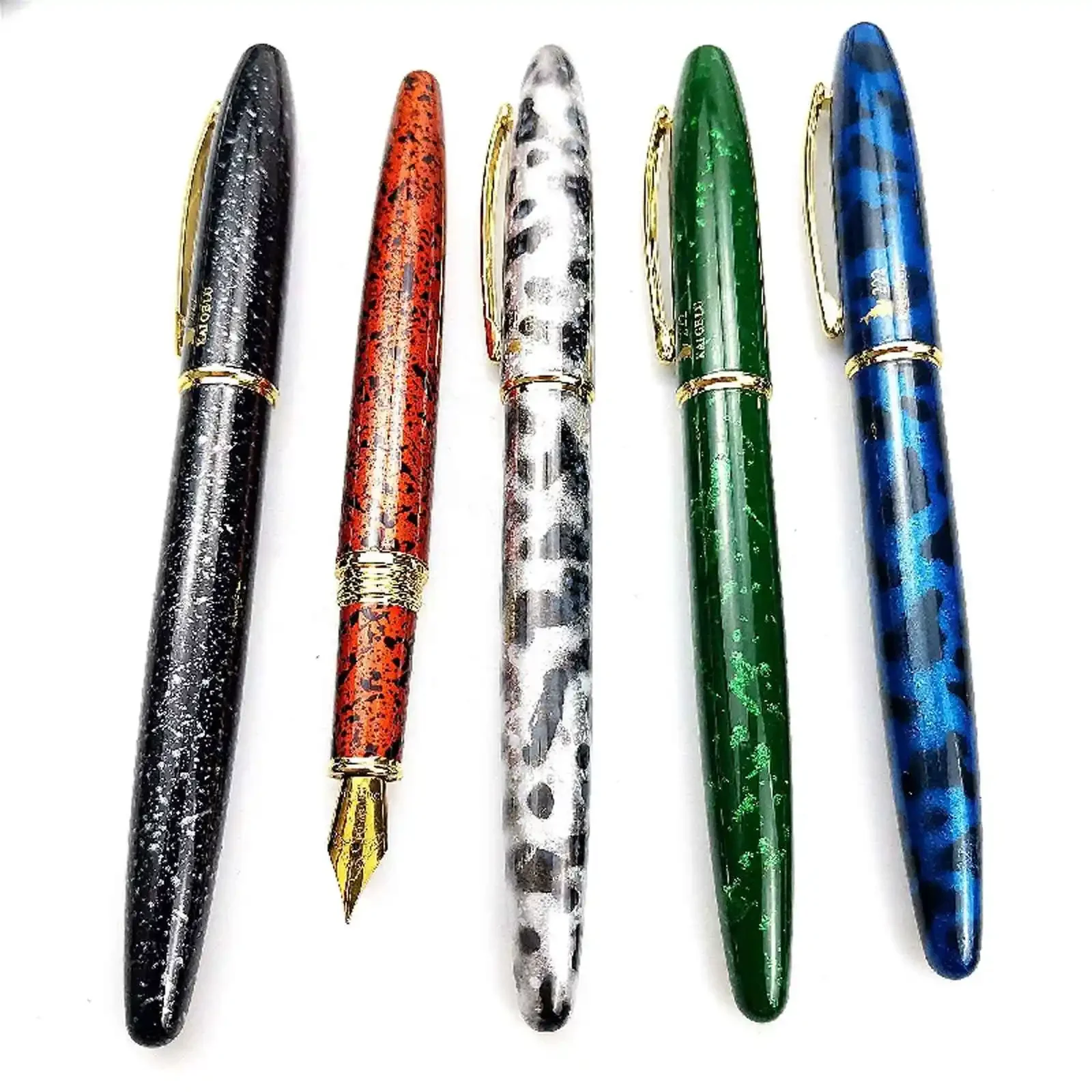 Kaigelu 222 fountain pen pure copper rod rotating cap titanium-plated nib with rotating ink absorber school office gift pens 2