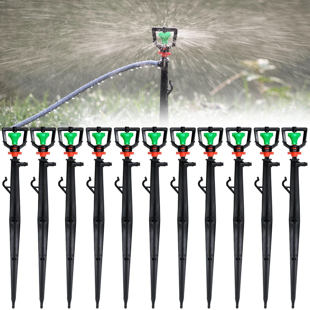 

360 Degree Rotary Sprinkler with 21cm Stake 50cm Hose G Type Nozzle Watering System for Garden Tube Sprayer Atomizer Irrigation