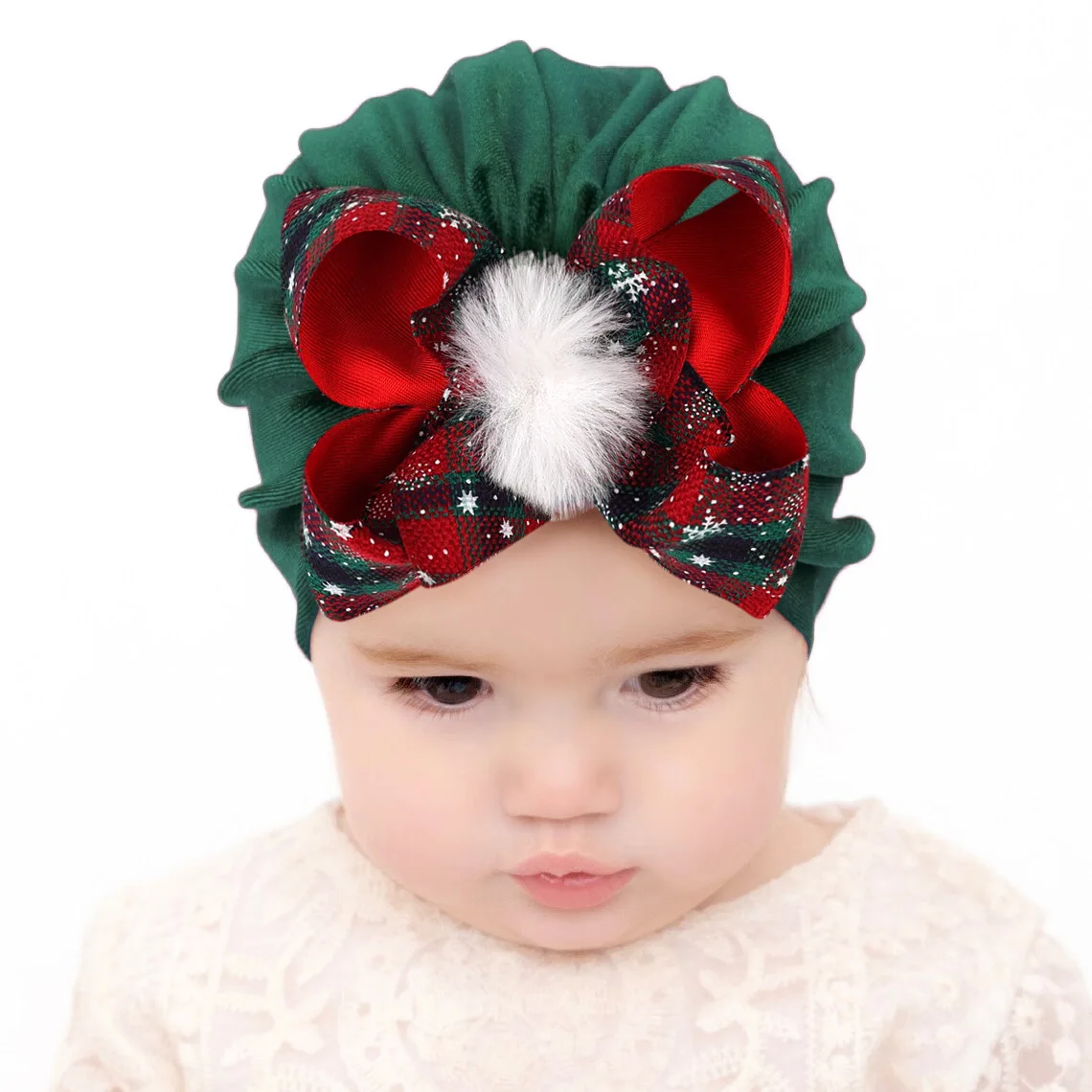 

New 1PCS Baby Girls Fabric Bow Hat with Snowflakes Hairball Center Kids Turban Velvet Caps Leopard Beanies Christmas Gifts