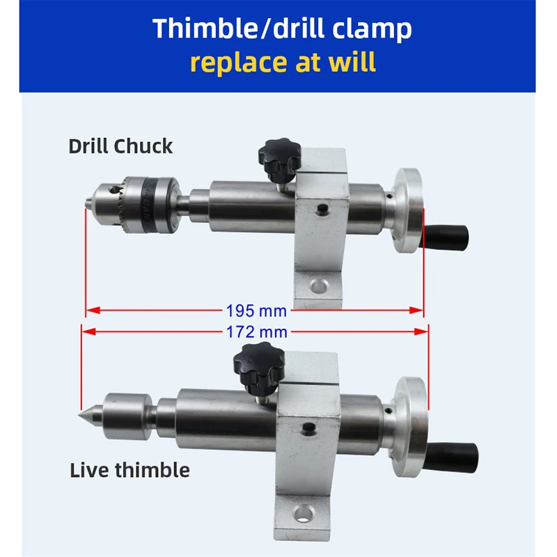 Multifunction Drilling Tailstock Live Center Silver Metal With Claw For Mini Lathe Machine Revolving Centre Accessories Chuck lathe tailstock center