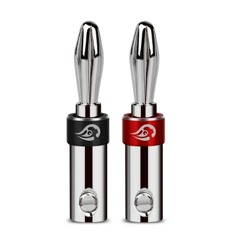 

Banana Plug Connector Audio Jack Bananas Connectors For 4mm Binding Post Double Screws Locking Rhodium Plated Speaker Terminal