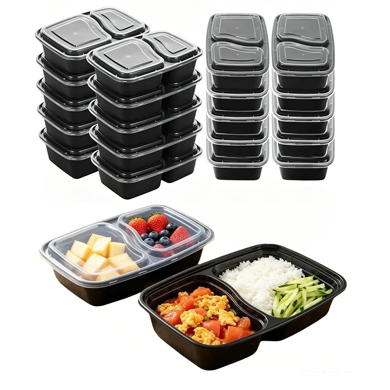 10PCS Lunch Boxes Compartments with Lids Disposable Bento Boxes Kitchen Storage Bento Fruit Takeaway Food Containers
