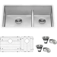 Ruvati 36-inch Low-Divide Undermount 60/40 Double Bowl 16 Gauge Stainless Steel Kitchen Sink - RVH7417 1