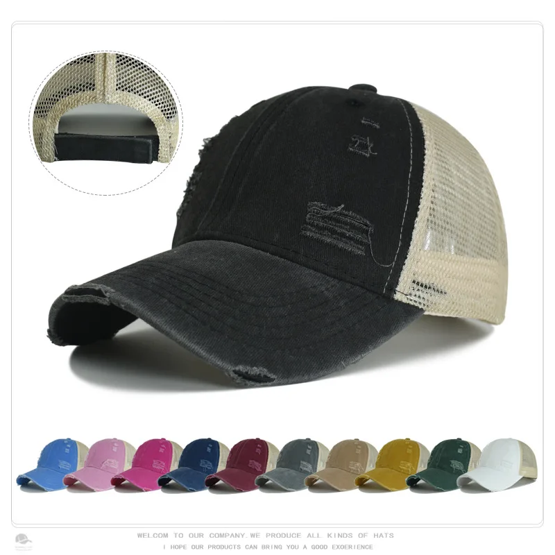 2026 Neuer Bestseller Unisex Trucker Hut Mehrfarbige Schlichte Baseballkappe Damen Herren Gewaschene Baumwolle Distressed Cap
