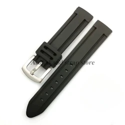 Men's Sport Waterproof Silicone Rubber Watch Strap - Soft Diving Wrist Band Bracelet - 22mm (Black - Silver)