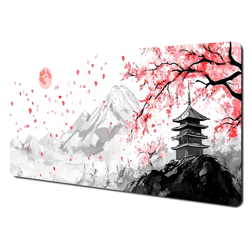 Large Red and Black Art Landscape Mouse Pad - Anti-Slip Durable Desk Mat