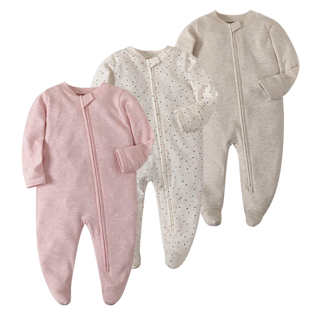 Baby Clothes Cotton Newborn Boy Girl Romper Long Sleeve Zipper 3-12 Months