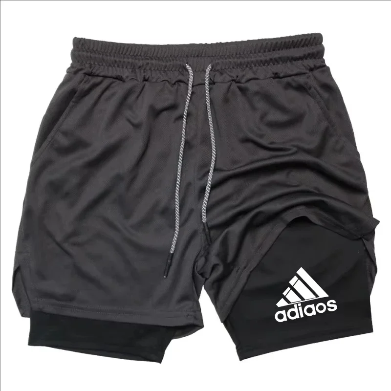 Men'S Compression Shorts Summer Gym Fitness Running Training Sports Shorts Two-In-One Mesh Breathable Quick-Drying Shorts