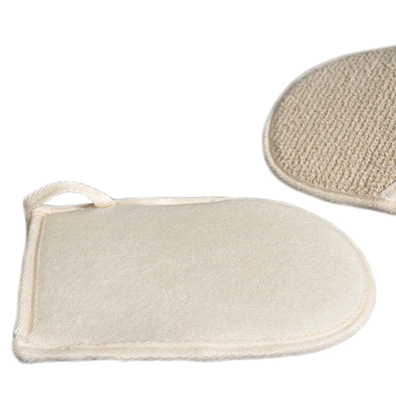 Soft Natural Loofah Glove Double-sided Body Scrub Sponge Pad Bath Scrubber Mitt For Shower Spa Skin Clean Bath Gloves 5