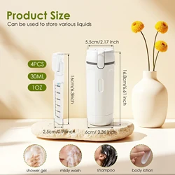 Compact 4 - in - 1 Leak - Proof Travel Toiletry Dispenser Bottle (White - 1 Set)