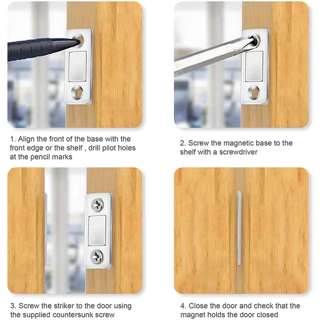 Magnetic Cabinet Catches Ultra Thin Door Strong Magnets Stopper Invisible Adhesive Drawer Magnet Lock for Kitchen Closet Closer 5