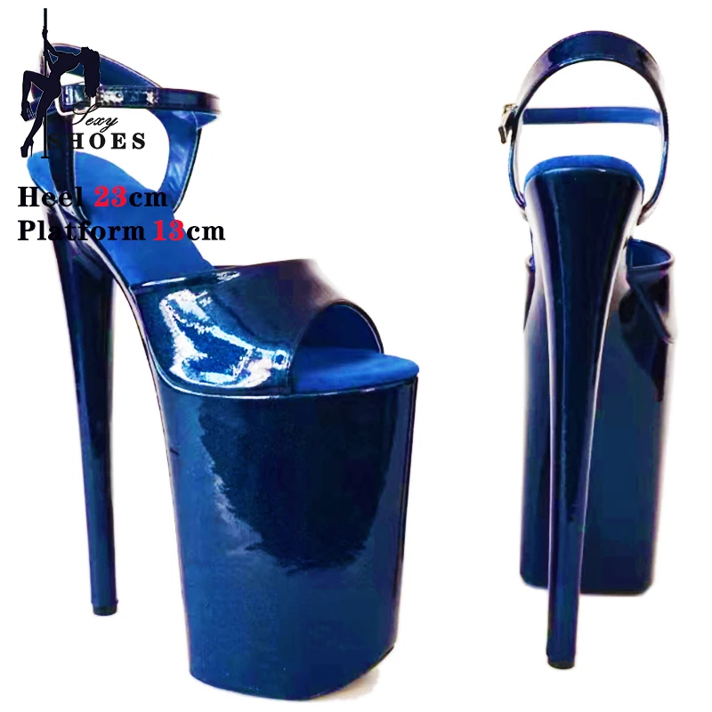 23cm High Heels Transparent PVC Upper Fashion Pole Dance Sandals Model Catwalk Professional Women Shoes Thin Heel Suede Platform