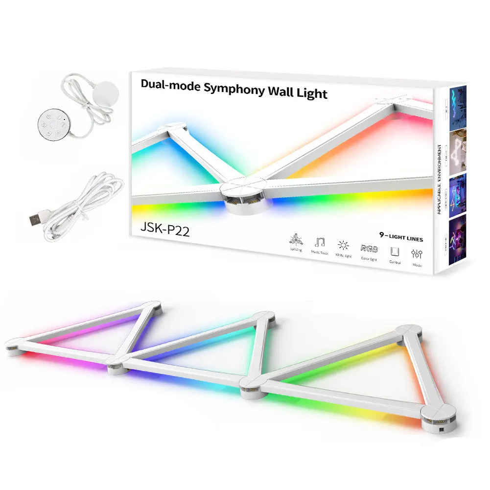 스마트 벽 램프 앱 제어 RGB 라이트 바, 음악 동기화, E-스포츠 거실 배경 조명 장식, RGB 스마트 벽 조명