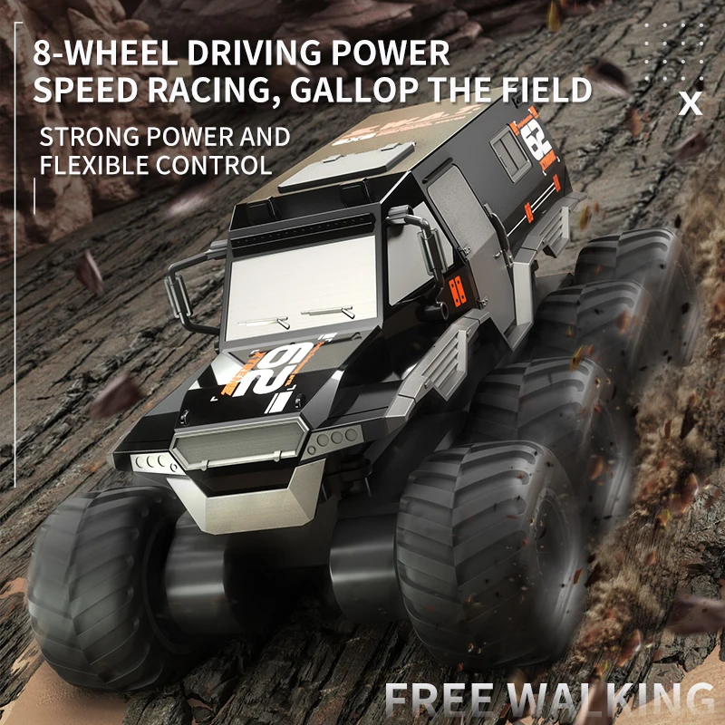 JJRC Rc Car Radio Control 8-Wheels 8X8 Off Road Amphibious Stunt Vehicle Q137 High Speed Racing Climbing Truck Children Toy Boys 3
