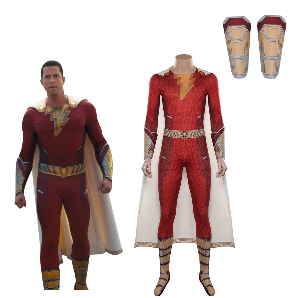 

Мужской костюм Shazam для косплея из фильма «фурия богов», мужской костюм супергероя для ролевых игр, необычное платье, искусственная ткань, маскировка, ролевые игры