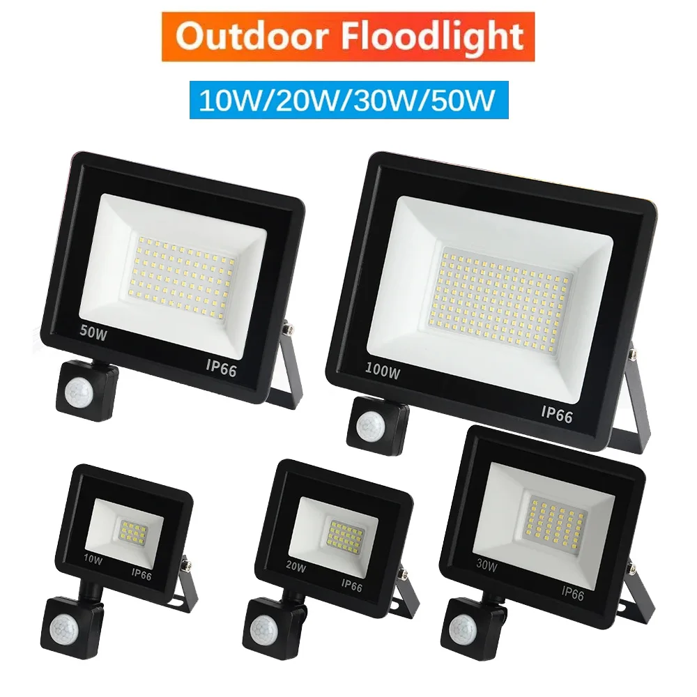 

LED Flood Light PIR Motion Sensor Floodlight 50W 100W Reflector Spotlight Street Light Wall Lamp Waterproof Outdoor Garden Light