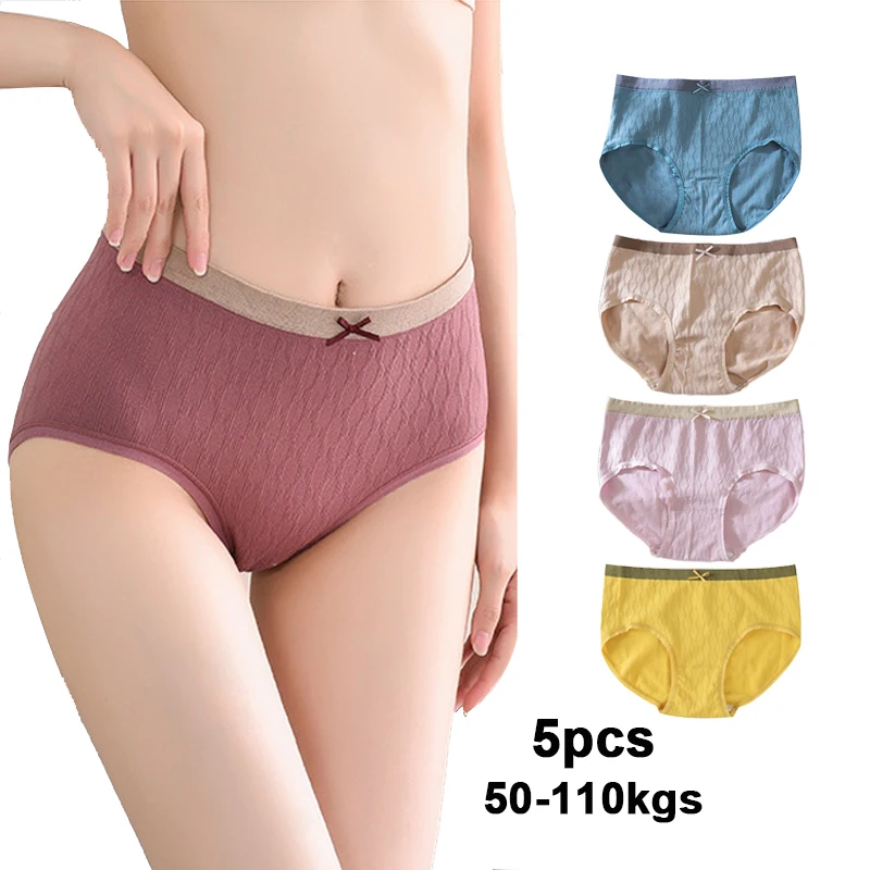 

5Pcs Plus Size Panties Women's Underwear High Waist Sexy Panties Seamless Briefs Girls Lingerie Pantys Ladies Cotton Underpant