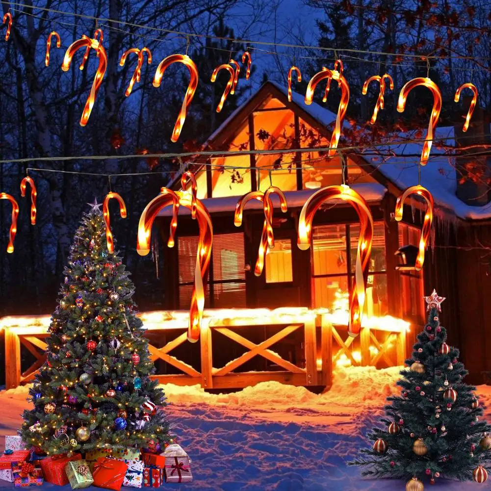 1 Drag 10 Christmas Candy Cane LED with Warm White Christmas Lights LED Festive Pathway Decoration Lights Garden Lawn Decoration stool with light three legs cane chair telescopic cane for elderly aluminum cane with stool