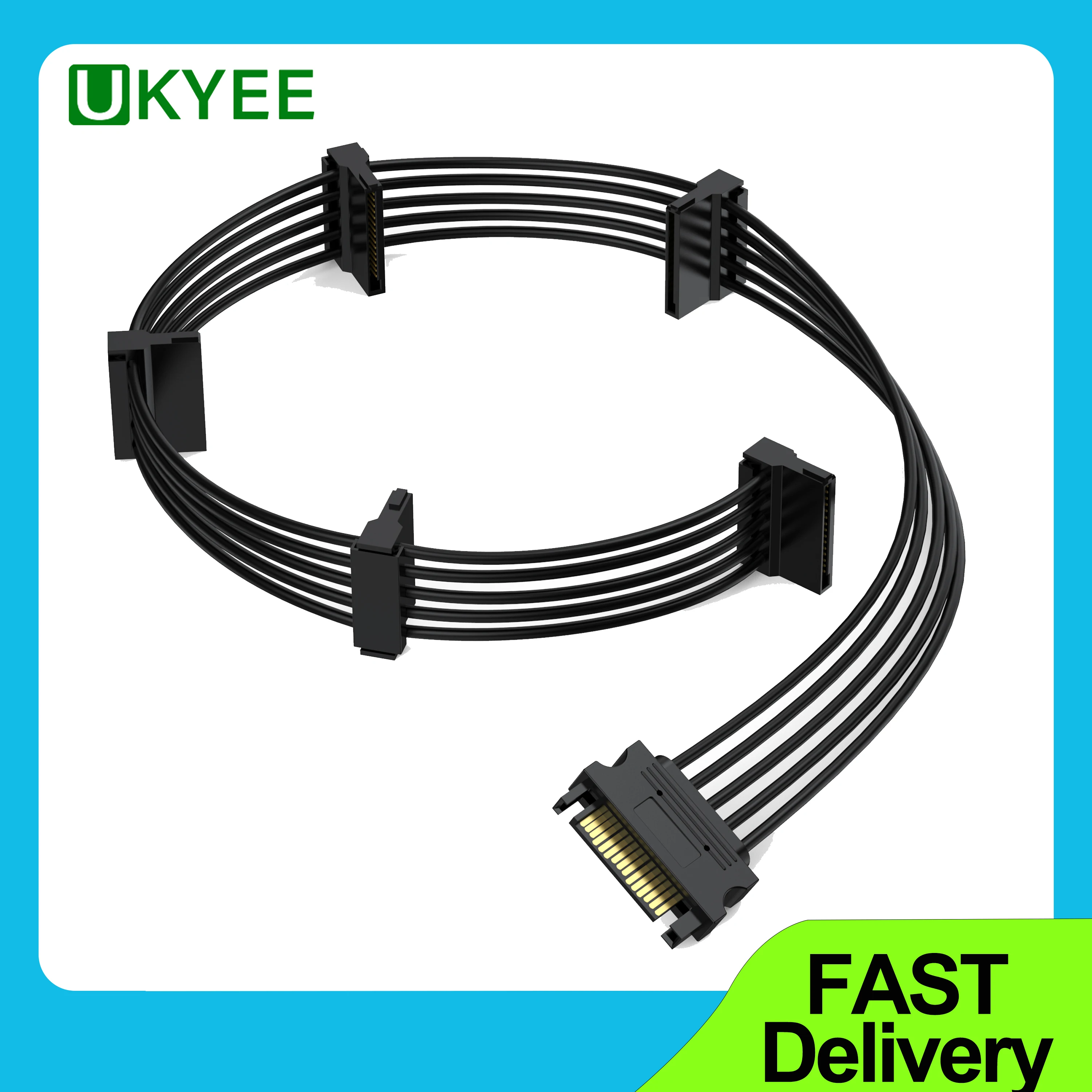 

15 Pin SATA Power Splitter Adapter Cable - M/F - 4x Serial ATA Power Cable Splitter Cablefor HDD SSD Optical Drives DVD Burne