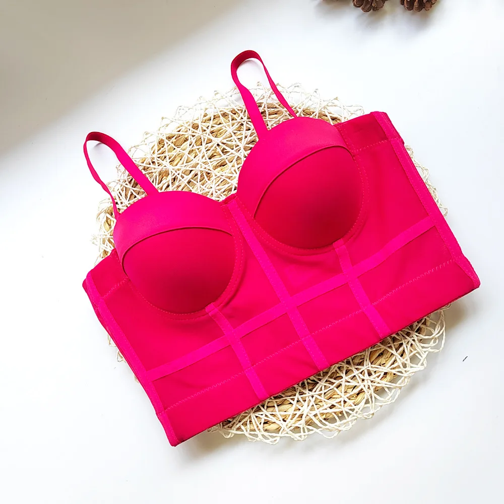 Sexy Mesh Push Up Bralet Women Corset Bustier Bra Night Club Party Long Sexy Cropped Top Vest Plus Size Tank Top Women Corset