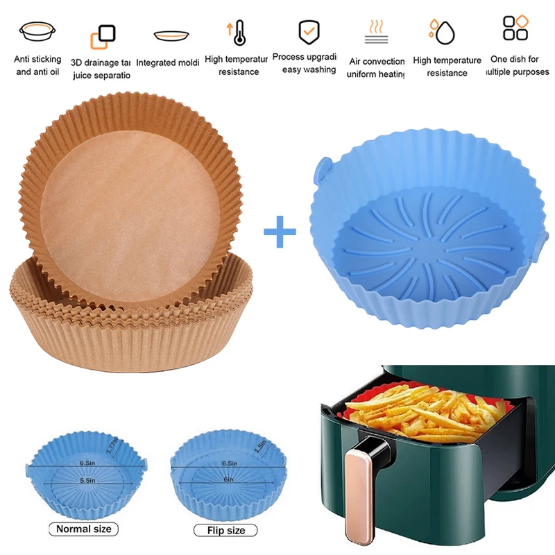 Air Fryer Silicone Baking Tray Steaming Pan Pad Special Mold for