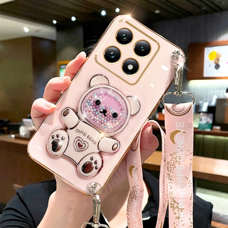 Bear Silicone Crossbody Lanyard Case Holder Cover