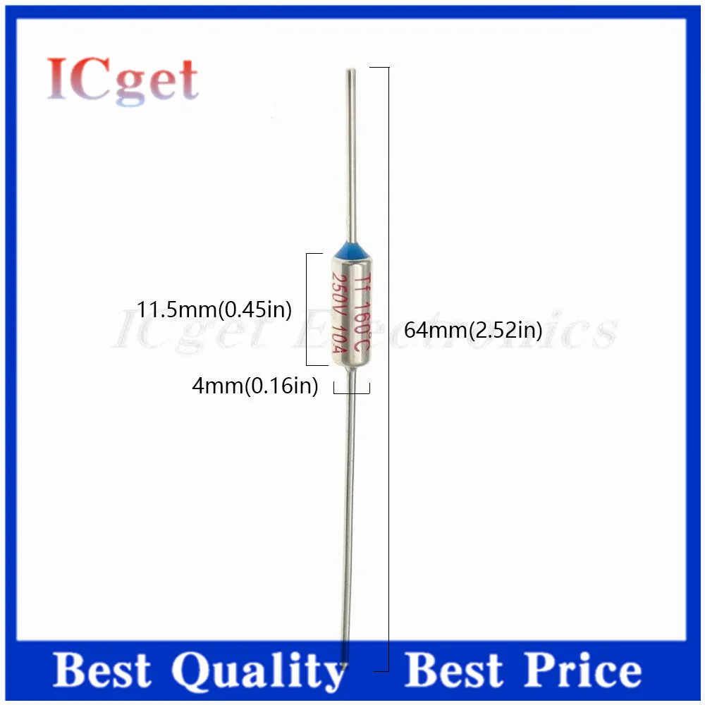 Temperature Control Thermostat Switch 10A 250V TF Thermal Fuse RY 72C 85C 110C 115C 121C 130C 135C 142C 157C 165C 167C 10PCS thermal protector switch
