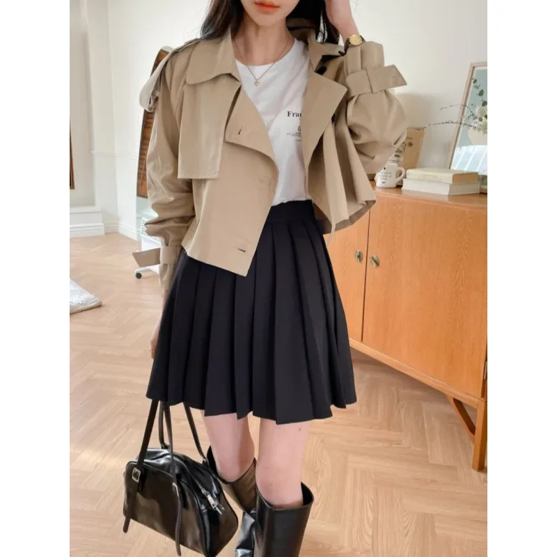 Classic Short Style Korean Autumn Winter Vintage Windbreaker Jacket Children's Clothing Accessories from Mainland China